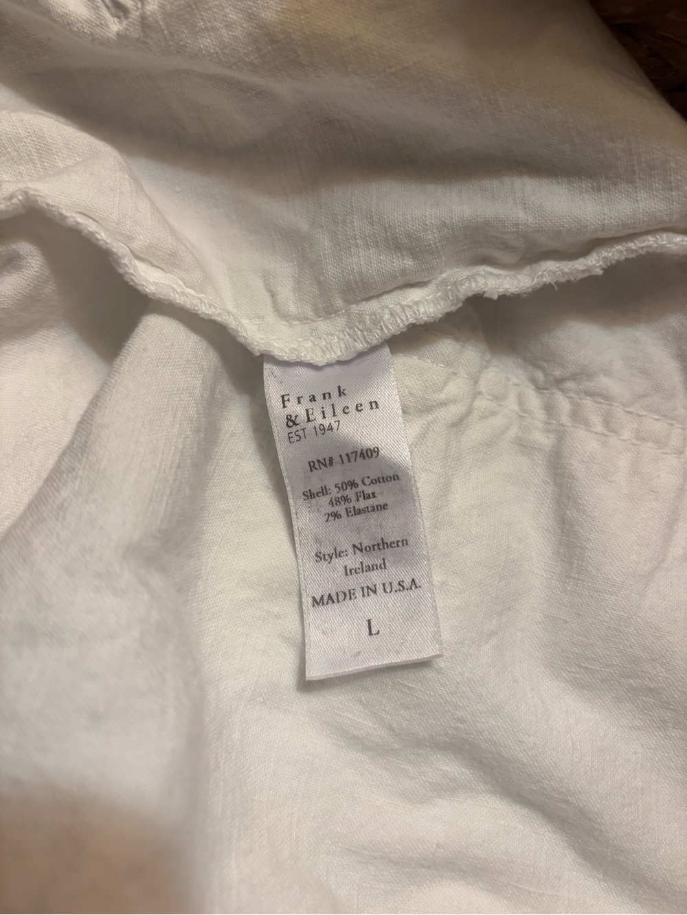 Frank & Eileen White Cotton Northern Ireland Jumpsuit Size Large - Picture 6 of 6